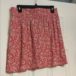 LOFT Red and Cream Floral Mini Skirt